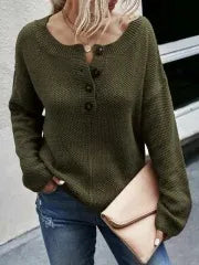 Half Button Drop Shoulder Sweater