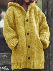Button Down Hooded Knitted Sweater